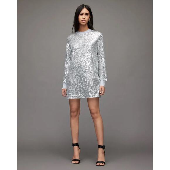 ALLSAINTS Juela Sequin Long Sleeve Mini Dress